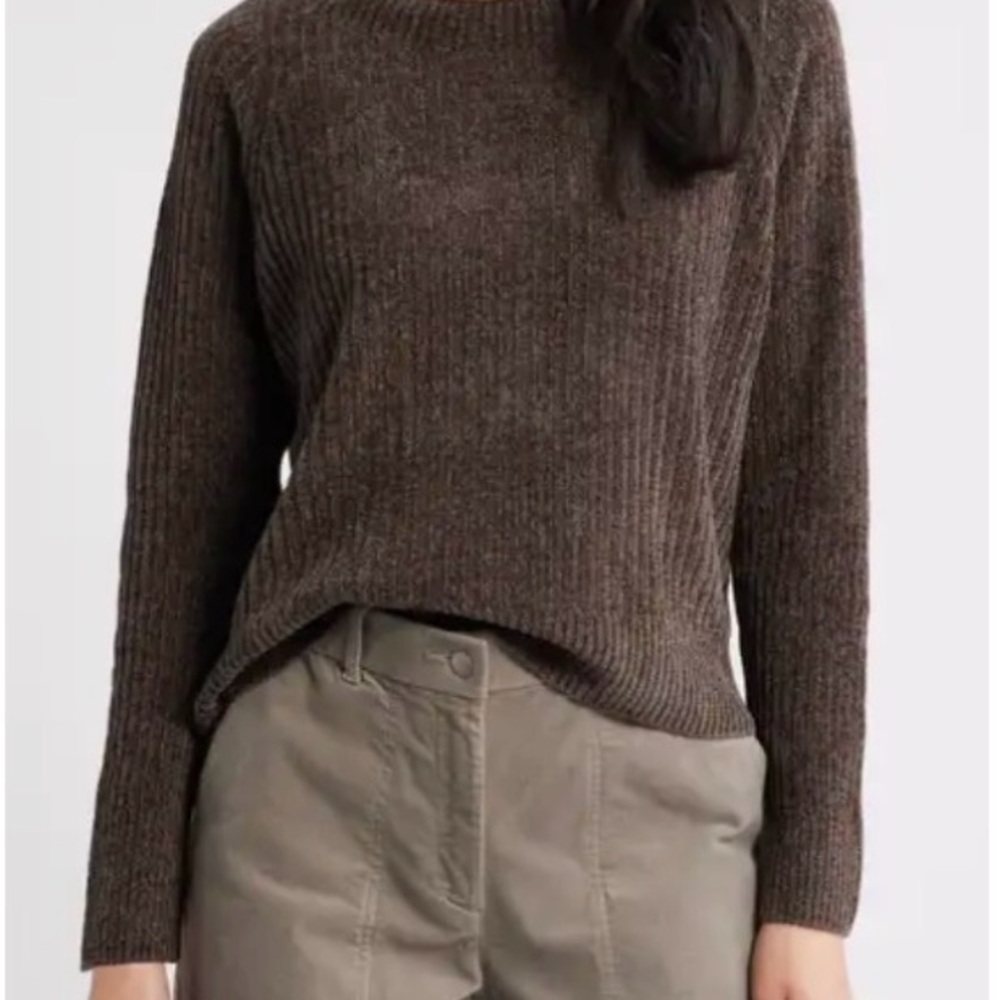Eileen Fisher Chenille Rib sweater, Medium, Rye, EUC